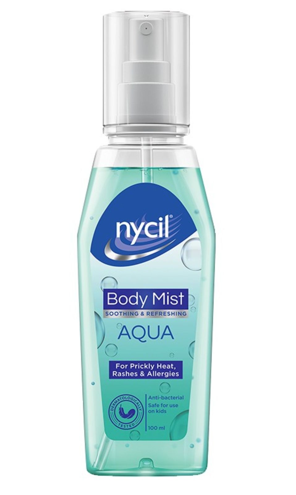 Nycil Body Mist - Soothing & Refreshing, For Prickly Heat, Rashes & Allergies, Aqua, 100 ml Bottle